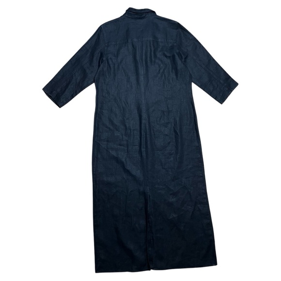 Coldwater Creek 100% Linen Full Button Down Shirt Dress In Black Sz L - Picture 9 of 14